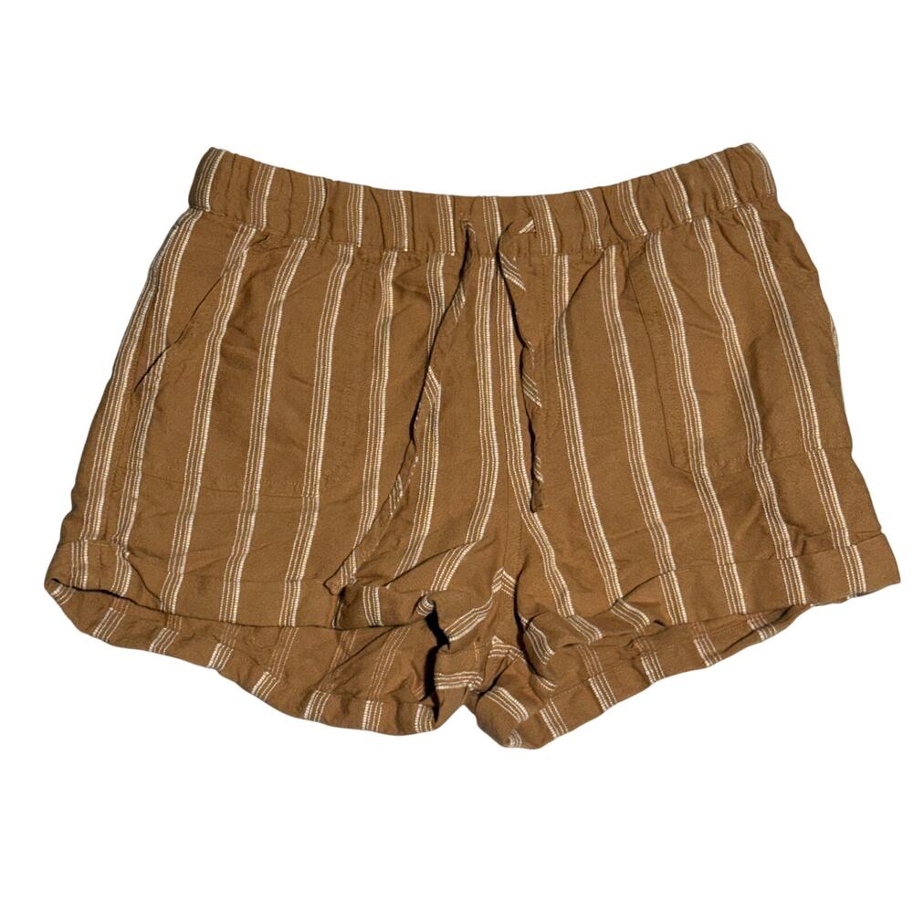 Volcom Shorts XS Women's Tan White Drawstring Flowy Striped